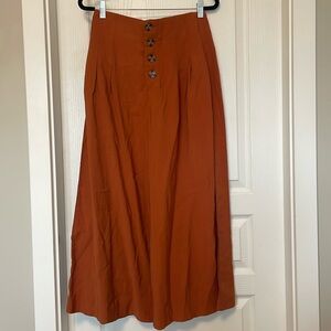 Zara burnt orange wide leg cropped high waisted pants, medium